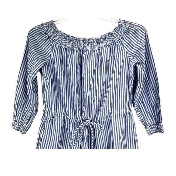 Rag & Bone Drew Off Shoulder Mini Dress Tunic MED Blue Stripe Cotton - Picture 2 of 13